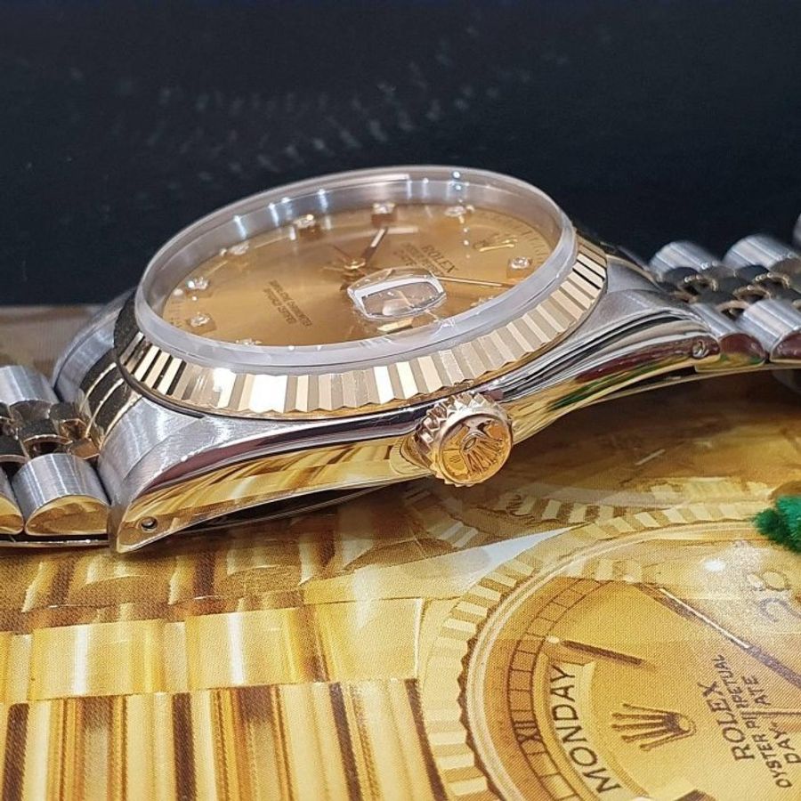 【大眾名錶】ROLEX勞力士 16233 Datejust 蠔式日誌 金十鑽面盤 錶徑36mm 自動上鍊 18K金及不鏽鋼 B1244-6