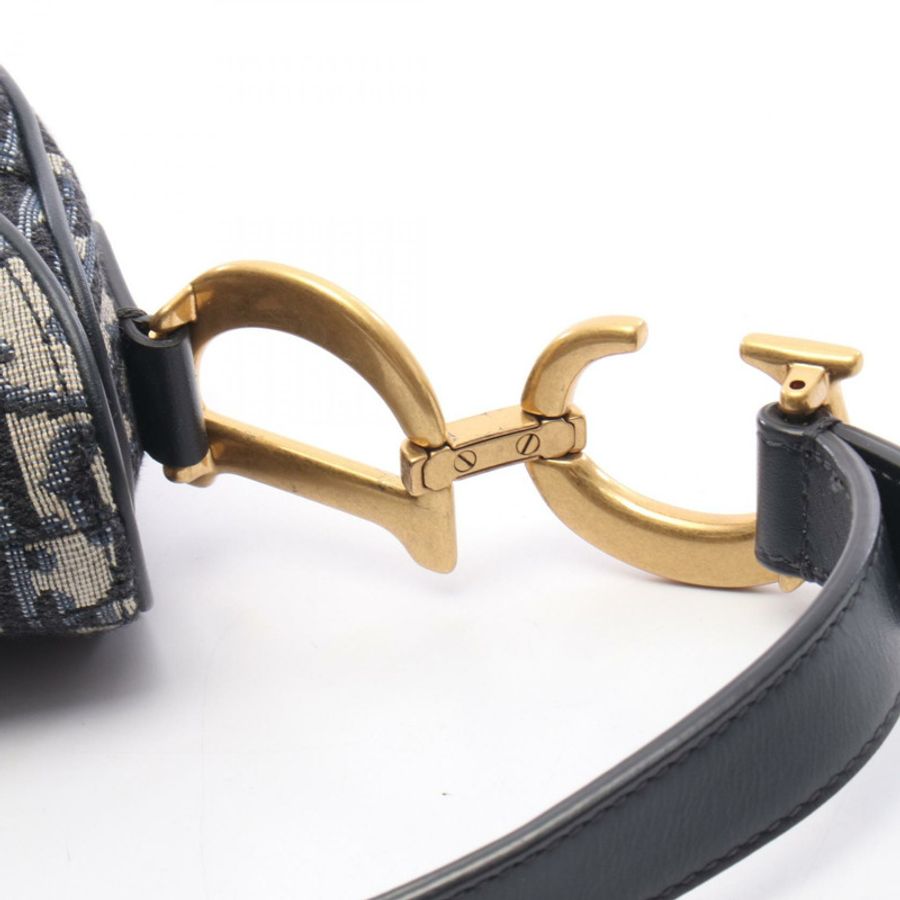 Christian Dior SADDLE Oblique 斜背肩包，帆布皮革，海軍藍-5