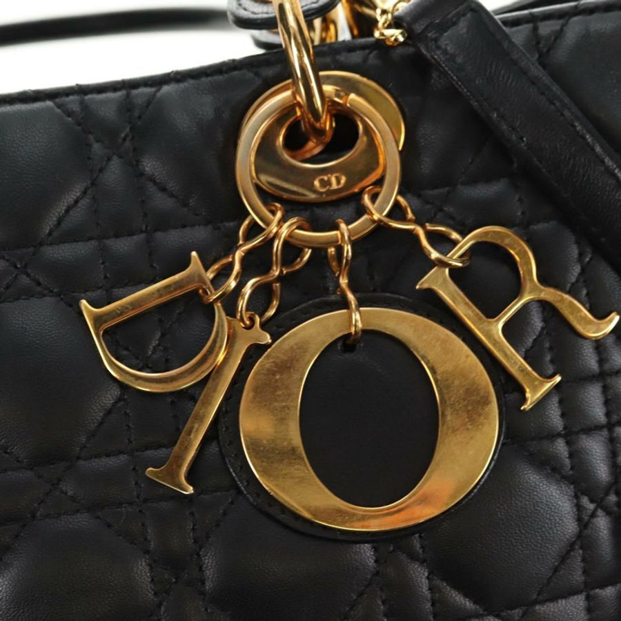 【日本直送】Christian Dior Canage 手袋,羊皮材質,黑色,金色,正品,貨號 180510SAM-18