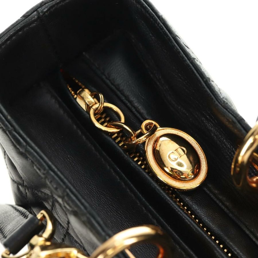 【日本直送】Christian Dior Canage 手袋,羊皮材質,黑色,金色,正品,貨號 180510SAM-19