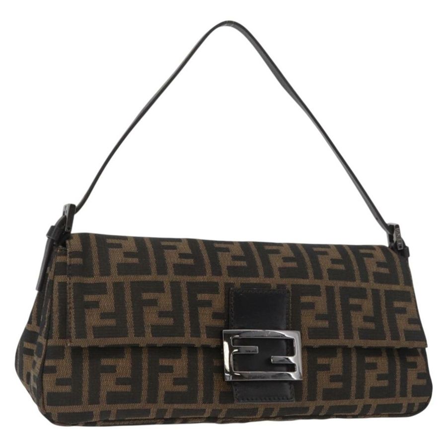【日本直送】FENDI Zucca帆布Mamma Baguette單肩包 黑色棕色 正品 yk20437SAM-0