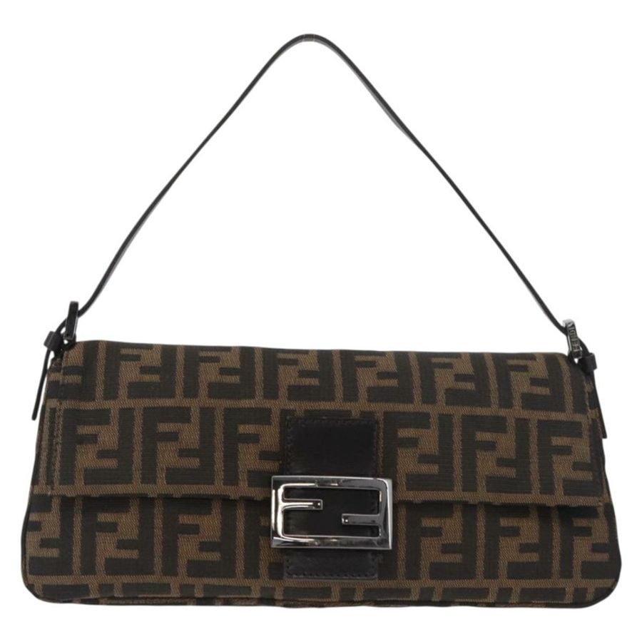 【日本直送】FENDI Zucca帆布Mamma Baguette單肩包 黑色棕色 正品 yk20437SAM-1