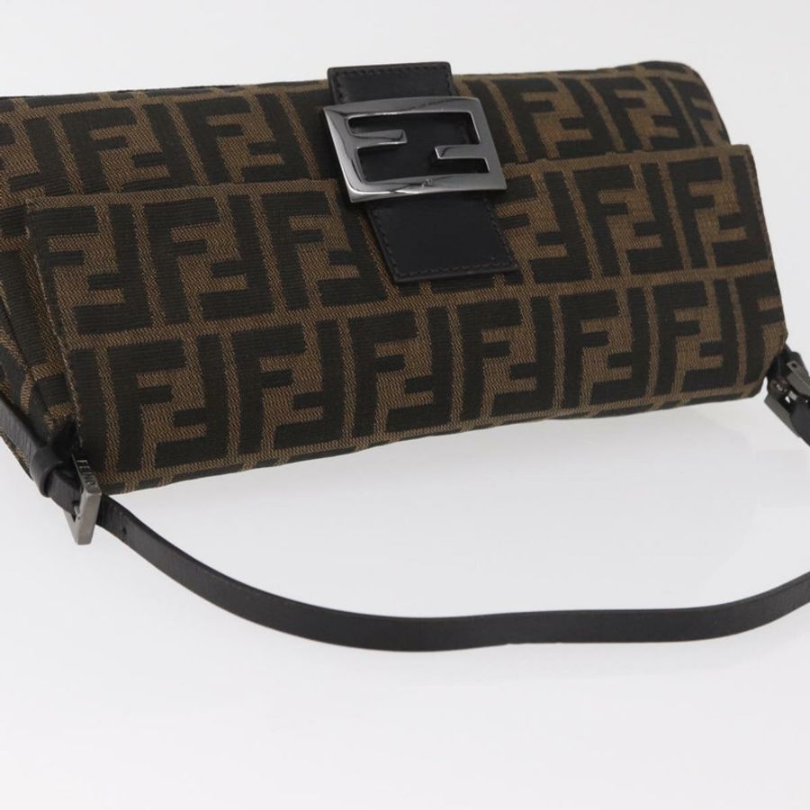 【日本直送】FENDI Zucca帆布Mamma Baguette單肩包 黑色棕色 正品 yk20437SAM-5