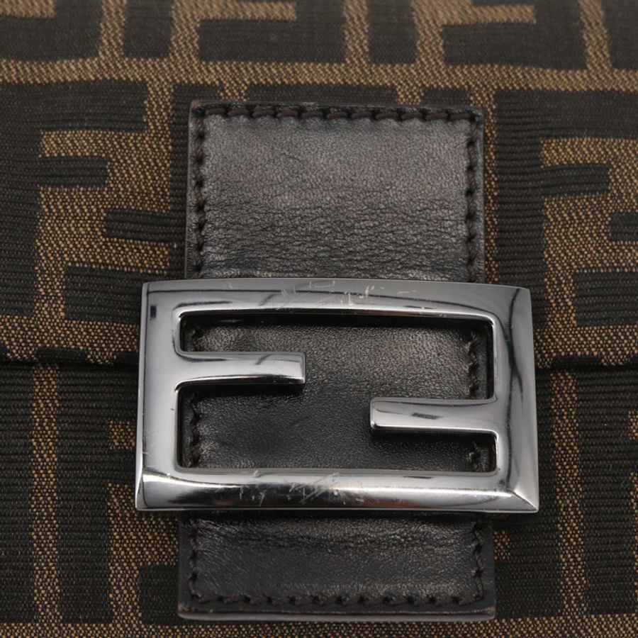 【日本直送】FENDI Zucca帆布Mamma Baguette單肩包 黑色棕色 正品 yk20437SAM-13