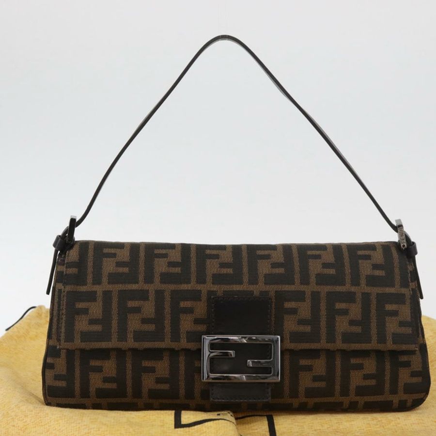 【日本直送】FENDI Zucca帆布Mamma Baguette單肩包 黑色棕色 正品 yk20437SAM-24