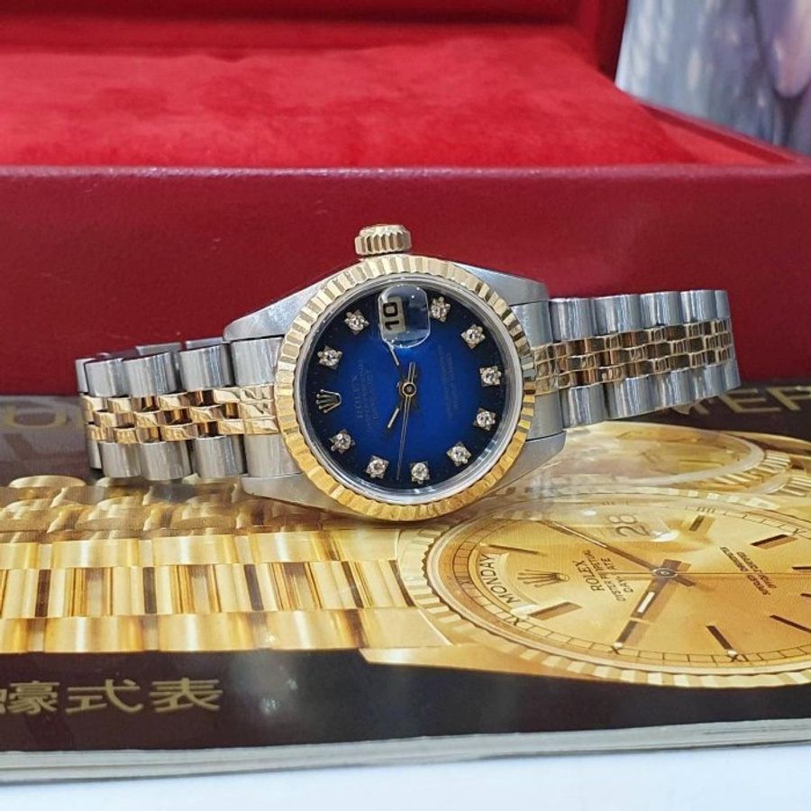 【大眾名錶】ROLEX勞力士 69173 Datejust 半金女錶 市場少有 原廠漸層藍十鑽面盤 台灣公司貨 大眾名錶G265-1