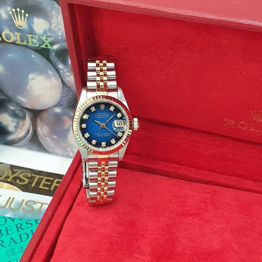 【大眾名錶】ROLEX勞力士 69173 Datejust 半金女錶 市場少有 原廠漸層藍十鑽面盤 台灣公司貨 大眾名錶G265-2