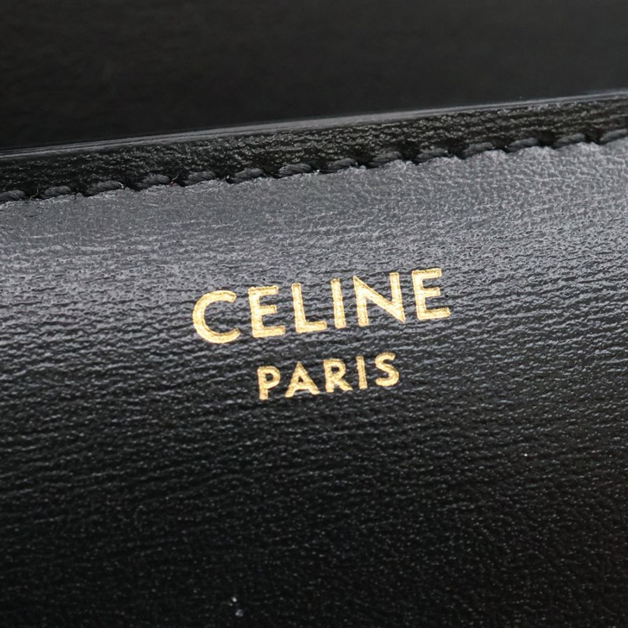 黑色 牛皮 Small Flap Triomphe 釦式三折短夾【CELINE 賽琳】 10D783DPV.38NO-5