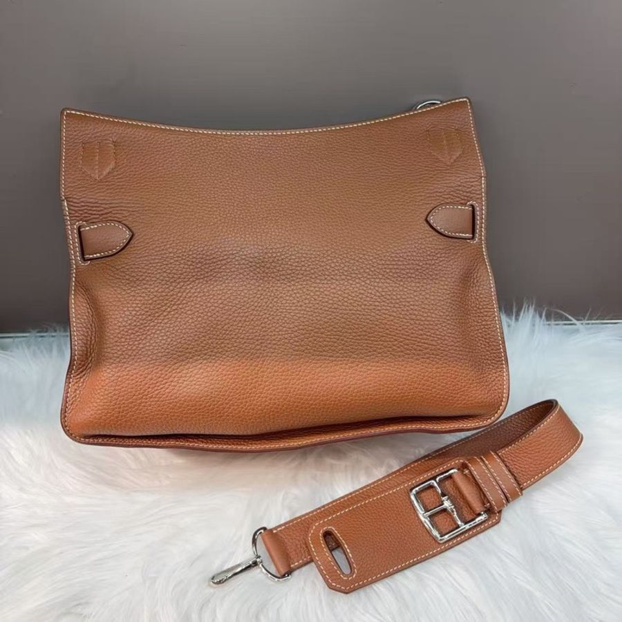 Hermes 爱马仕 棕色银扣吉普赛34斜挎包 🈚配件-1