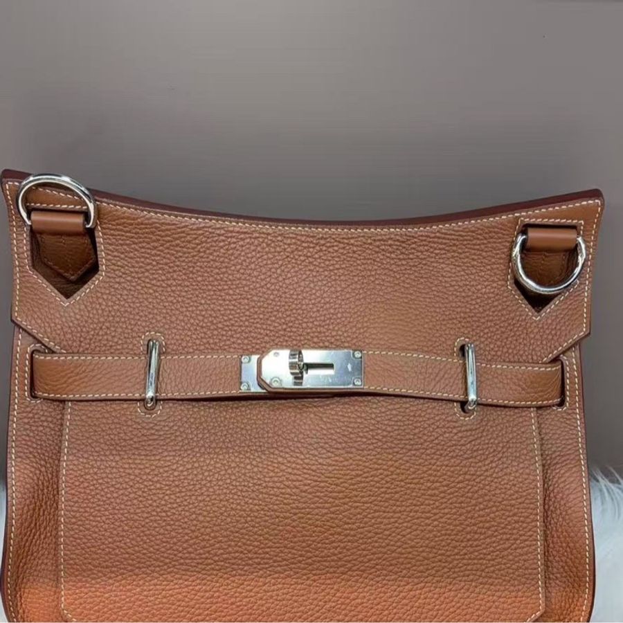 Hermes 爱马仕 棕色银扣吉普赛34斜挎包 🈚配件-7