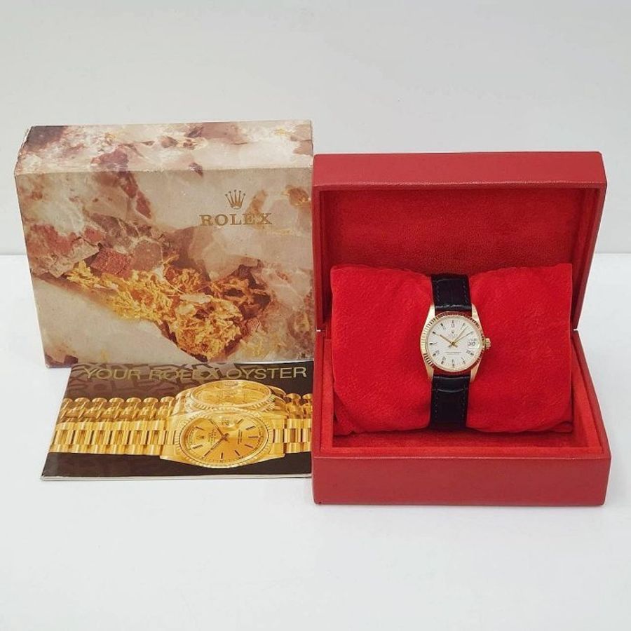 【大眾名錶】Rolex 勞力士 6827 Datejust 中型蠔式 白羅馬面 原廠18K金錶頭 大眾名錶B982-7