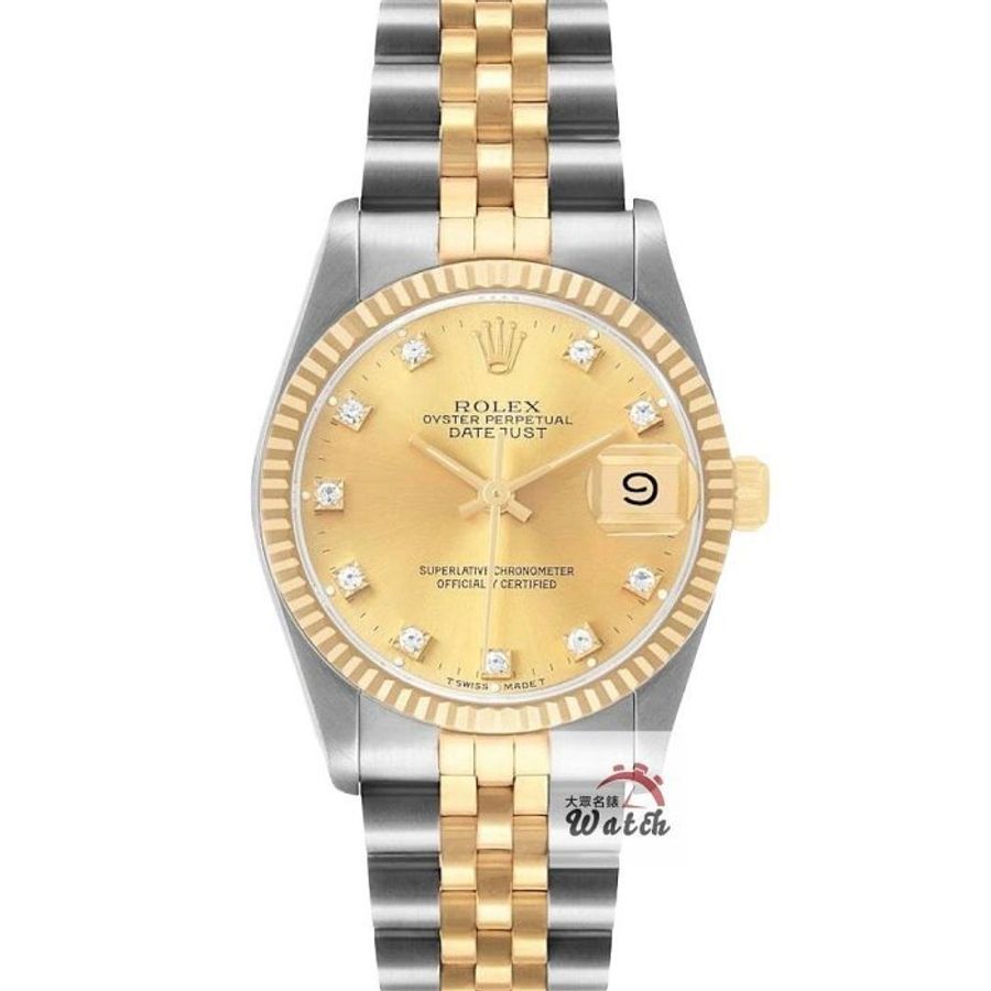 【大眾名錶】Rolex 勞力士 68273 Datejust 中型錶款 蠔式日誌 金色十鑽面盤 大眾名錶B1219-0
