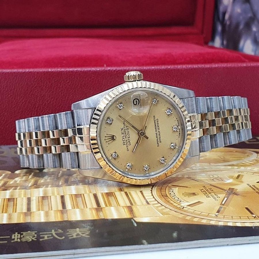【大眾名錶】Rolex 勞力士 68273 Datejust 中型錶款 蠔式日誌 金色十鑽面盤 大眾名錶B1219-3