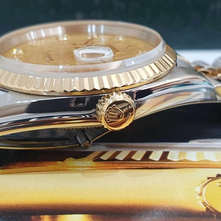 【大眾名錶】ROLEX 勞力士16233 Datejust 蠔式日誌DJ36 新包台 金色十鑽紀念面盤 大眾名錶G310-6