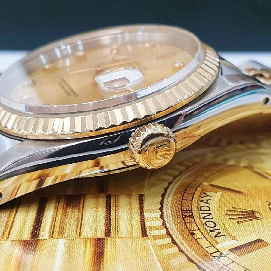 【大眾名錶】 Rolex 勞力士16233 Datejust 蠔式日誌 經典太陽圈 金色十鑽面盤 大眾名錶B1314-7