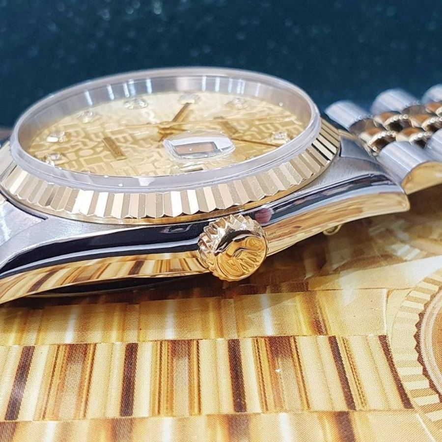 【大眾名錶】ROLEX勞力士 16233 Datejust 蠔式日誌 金十鑽紀念面 原面未翻寫 錶徑36mm 自動上鍊 大眾名錶G303-5