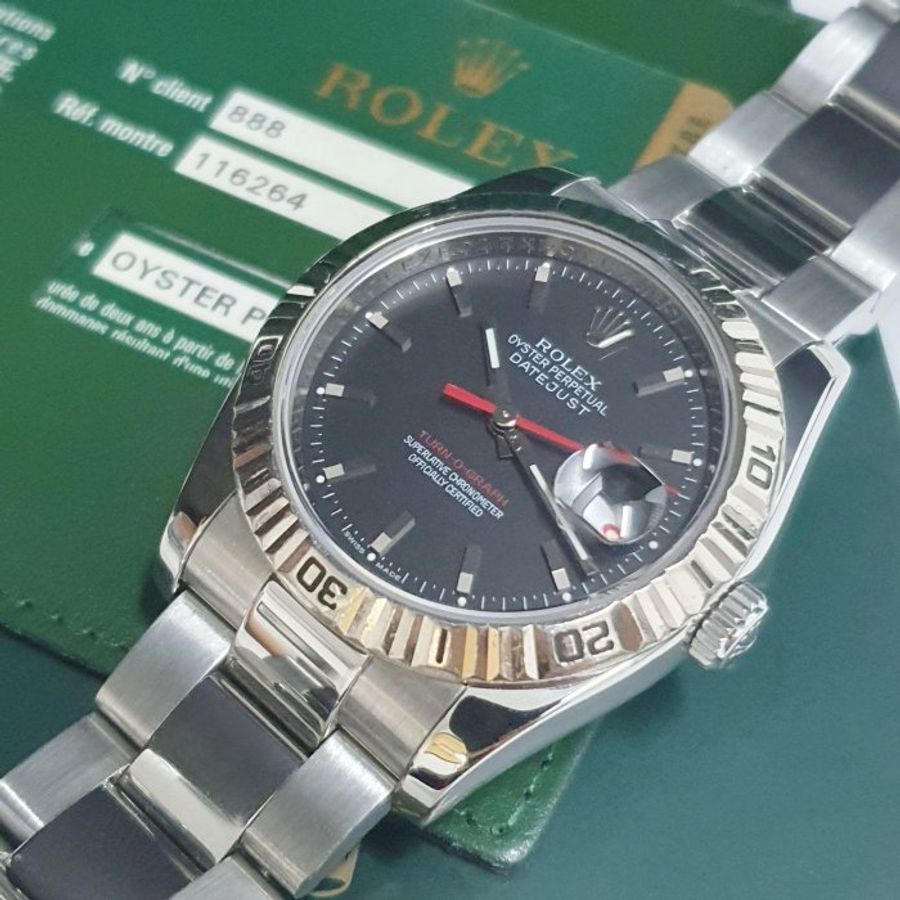 【大眾名錶】ROLEX 勞力士 116264 Datejust 高CP值 爬山虎 黑面紅針 防偽內圈 錶徑36mm 大眾名錶B1069-7