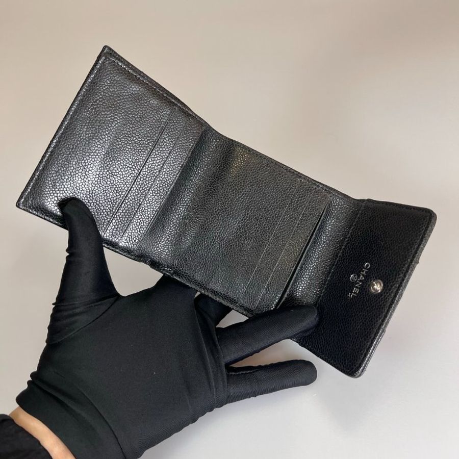 CHANEL VINTAGE菱格紋雙面三折短夾 保卡款/11開-5
