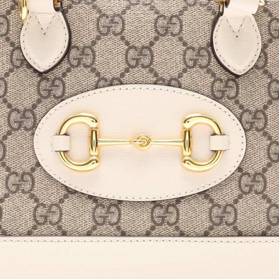 白色 烏木色 GG Supreme帆布 Horsebit 1955 兩用包【GUCCI 古馳】 640716-7