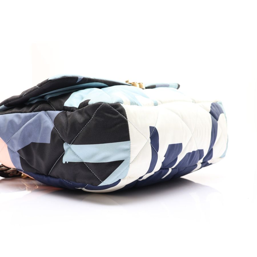 藍/白色 尼龍帆布 19 口蓋 兩用包 (無卡)【CHANEL 香奈兒】 AS1162-7