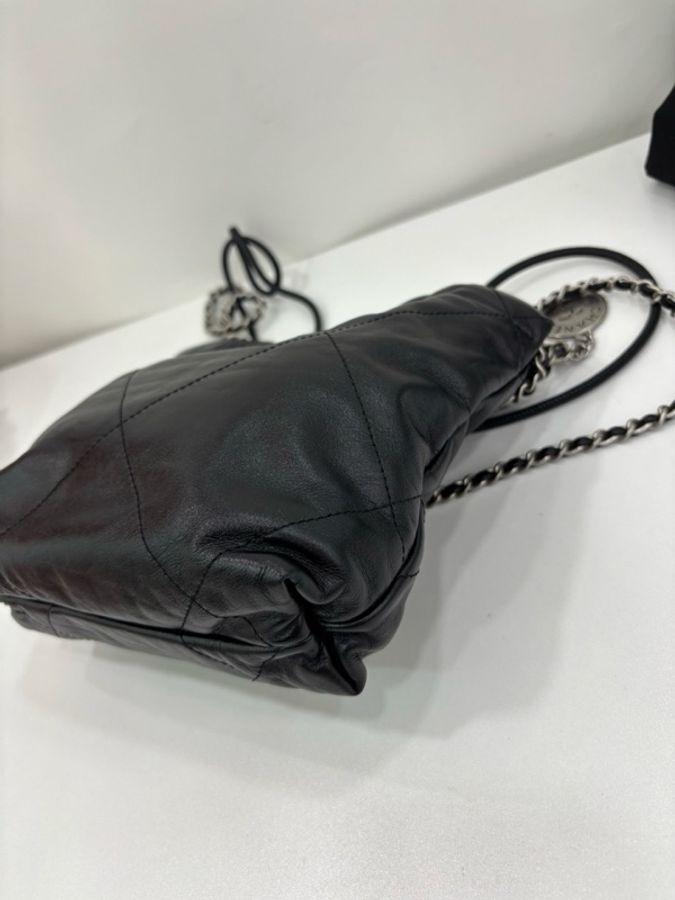 Chanel 香奈兒 mini22bag 黑銀 垃圾袋 晶片-6