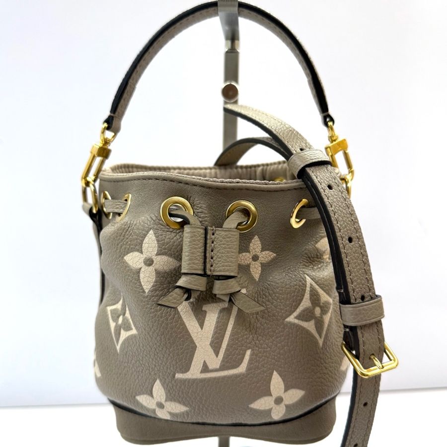 LOUIS VUITTON 路易威登 奶茶色 EMPREINTE皮革 NANO NOE 手提斜背2way包 M46291-0