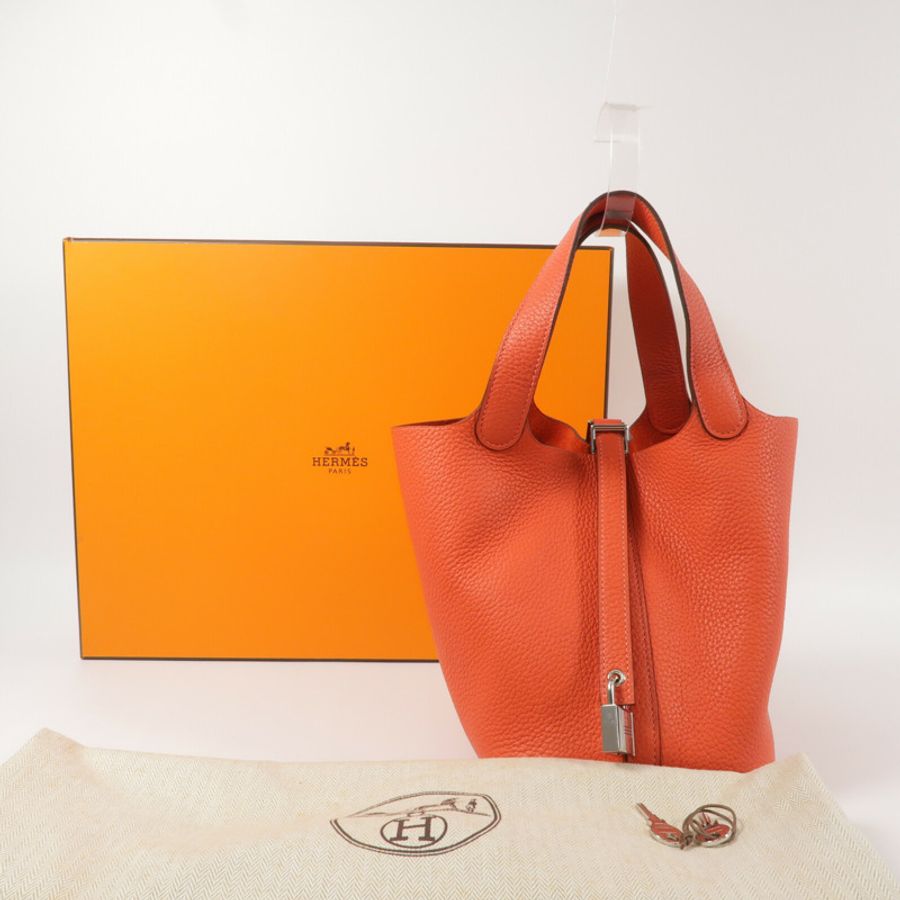 HERMES Clemence皮革Picotin PM手挽袋Rouge Pivoine-9