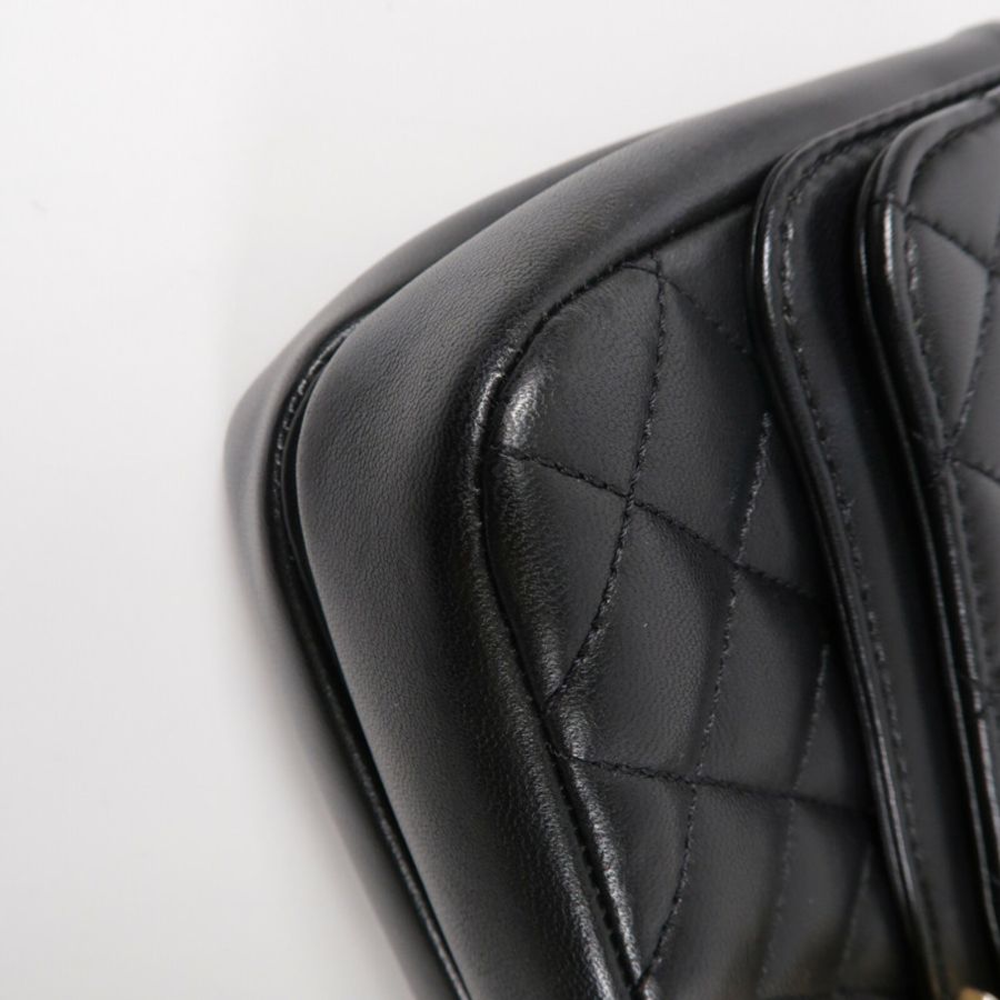 CHANEL 羊皮皮革CC Logo Flap鏈帶肩背袋-12