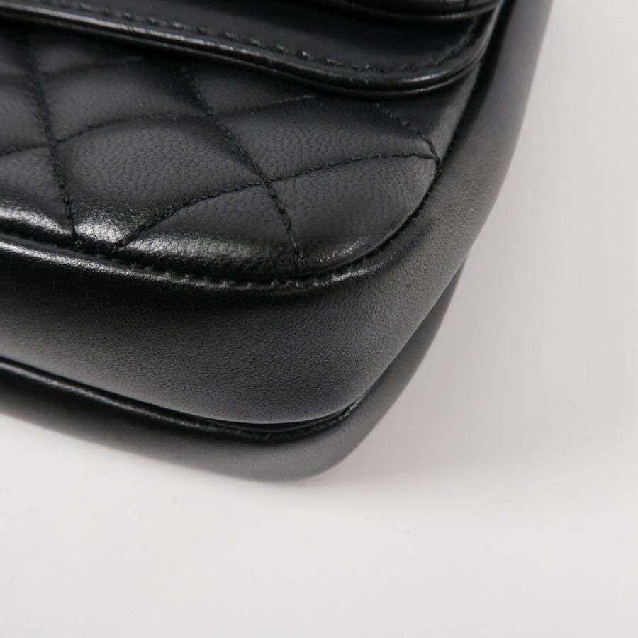 CHANEL 羊皮皮革CC Logo Flap鏈帶肩背袋-13