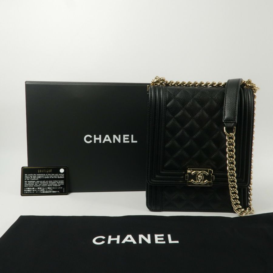 CHANEL 牛皮皮革North Souuth Boy鏈帶肩背袋-10