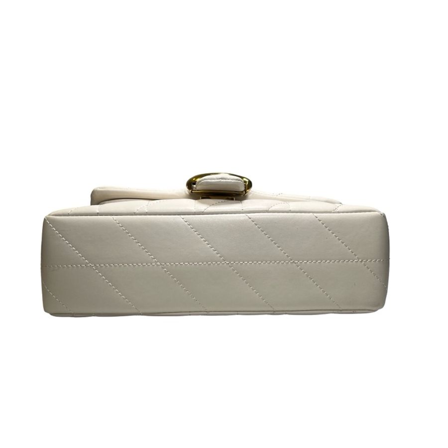 Used COACH Quilted Leather Quilted Tabby Chain Shoulder Bag White GHW-4