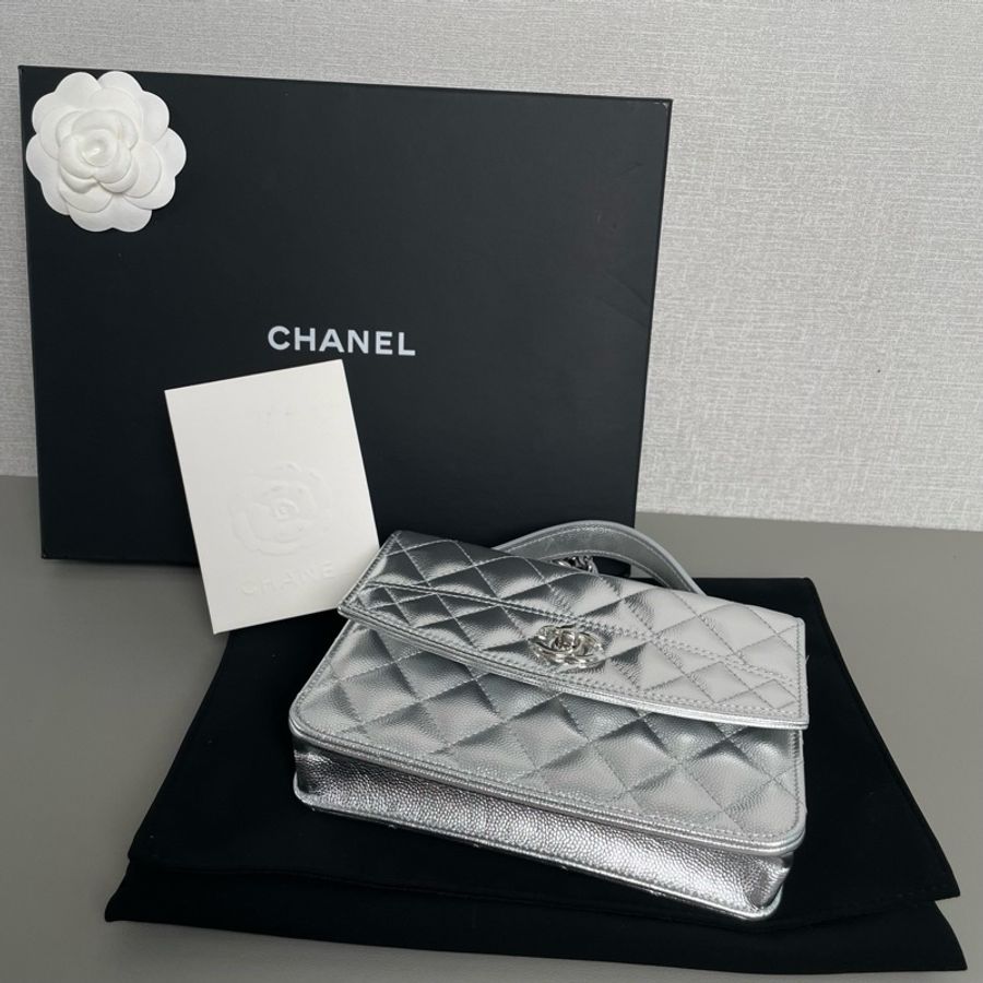 💎Chanel香奈兒|26C銀色三合一小書包|荔枝牛皮雙肩包|99新芯片款-6