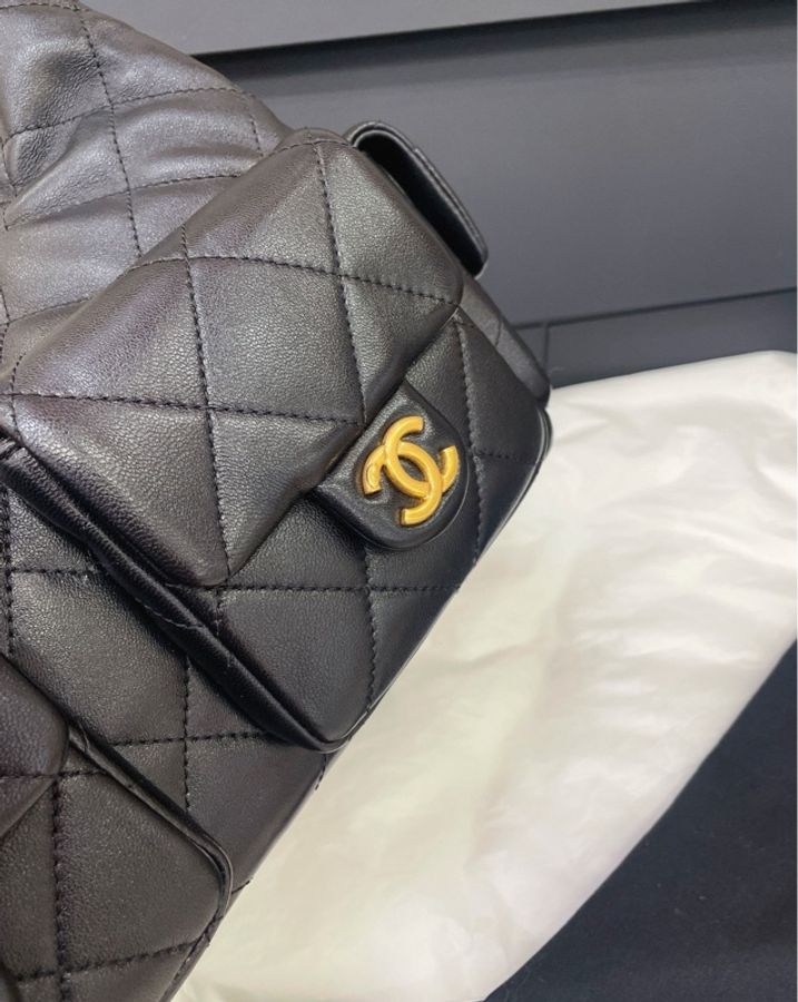 chanel 香奈兒hobo👜腋下包 嬉皮包25C 大號 黑金-4