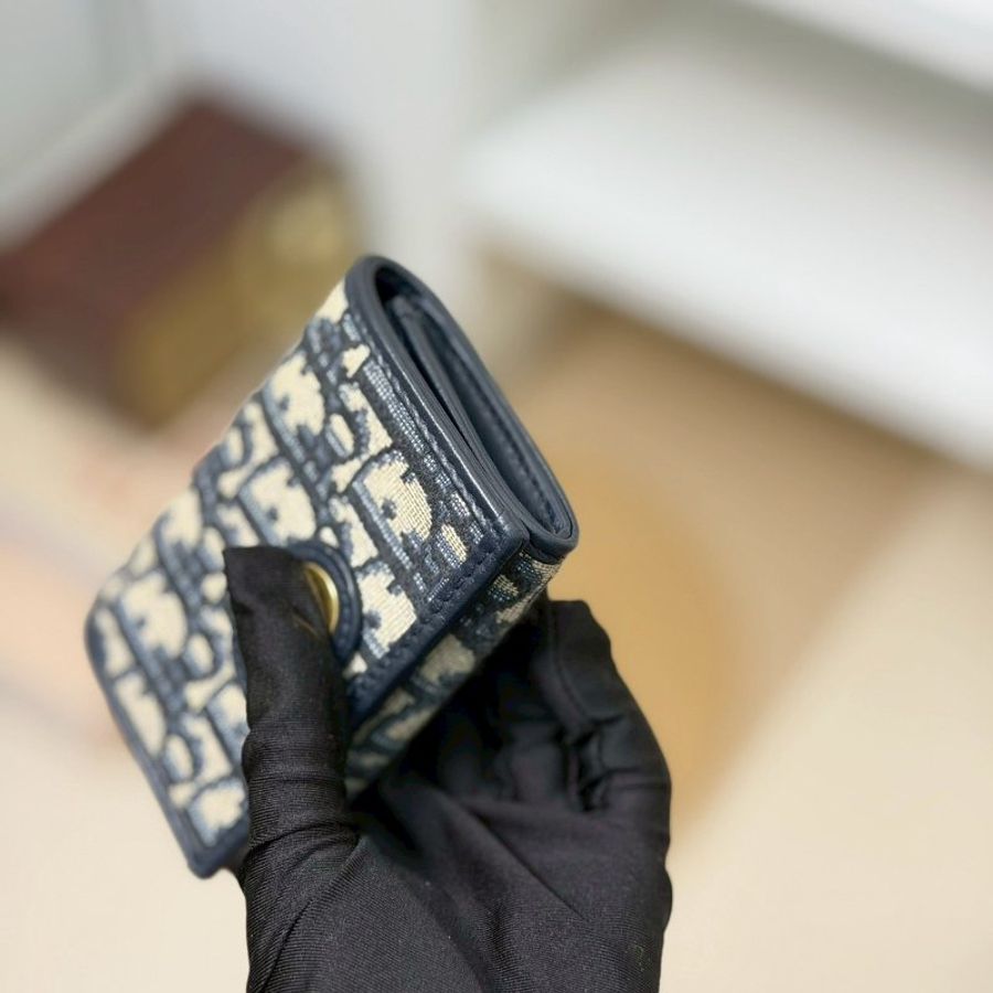 🏷Dior 迪奧.30 Montaigne Glycine 緹花卡夾零錢包-5
