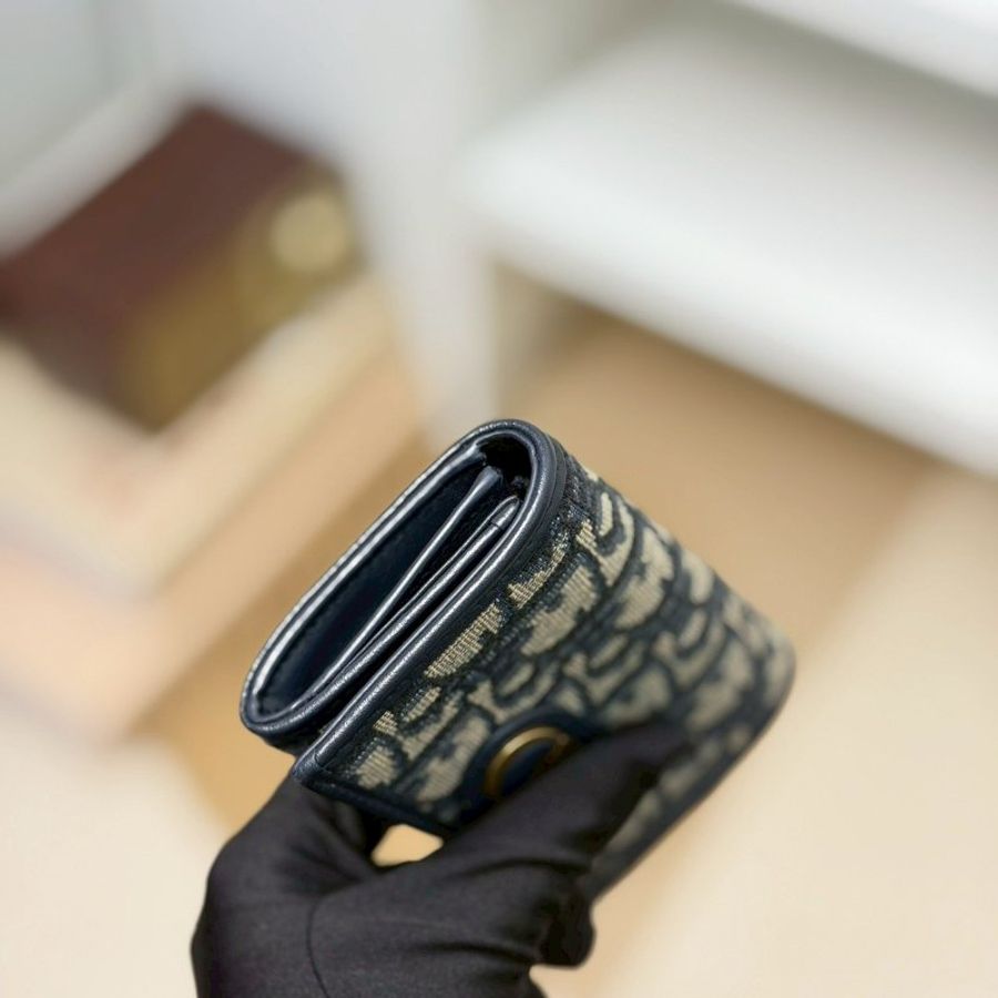 🏷Dior 迪奧.30 Montaigne Glycine 緹花卡夾零錢包-8