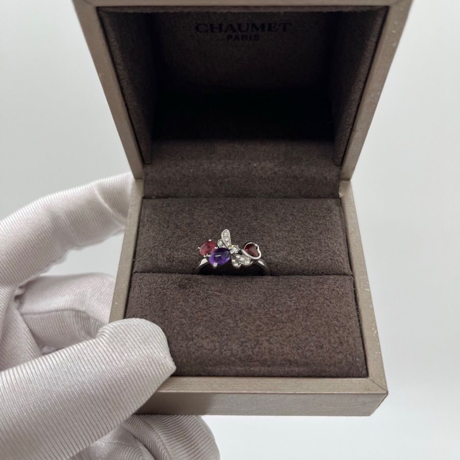 Chaumet尚美巴黎花園18k白金51號 蜜蜂彩寶戒指 材質：Au750 （原50號改51號-1