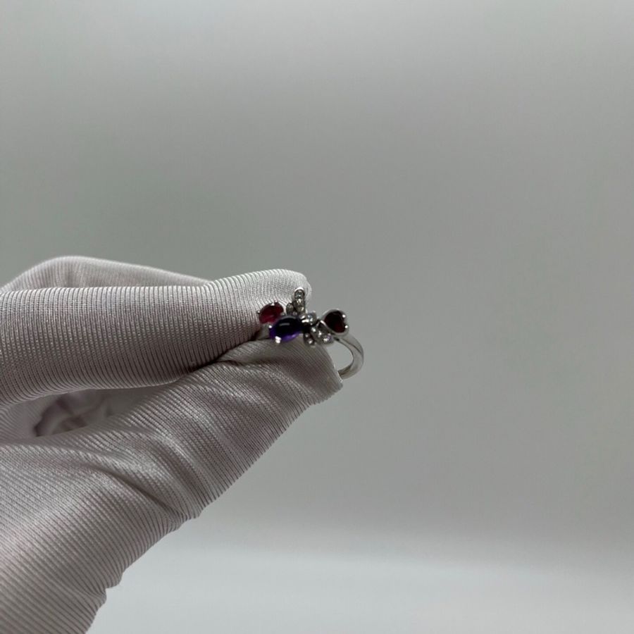 Chaumet尚美巴黎花園18k白金51號 蜜蜂彩寶戒指 材質：Au750 （原50號改51號-4