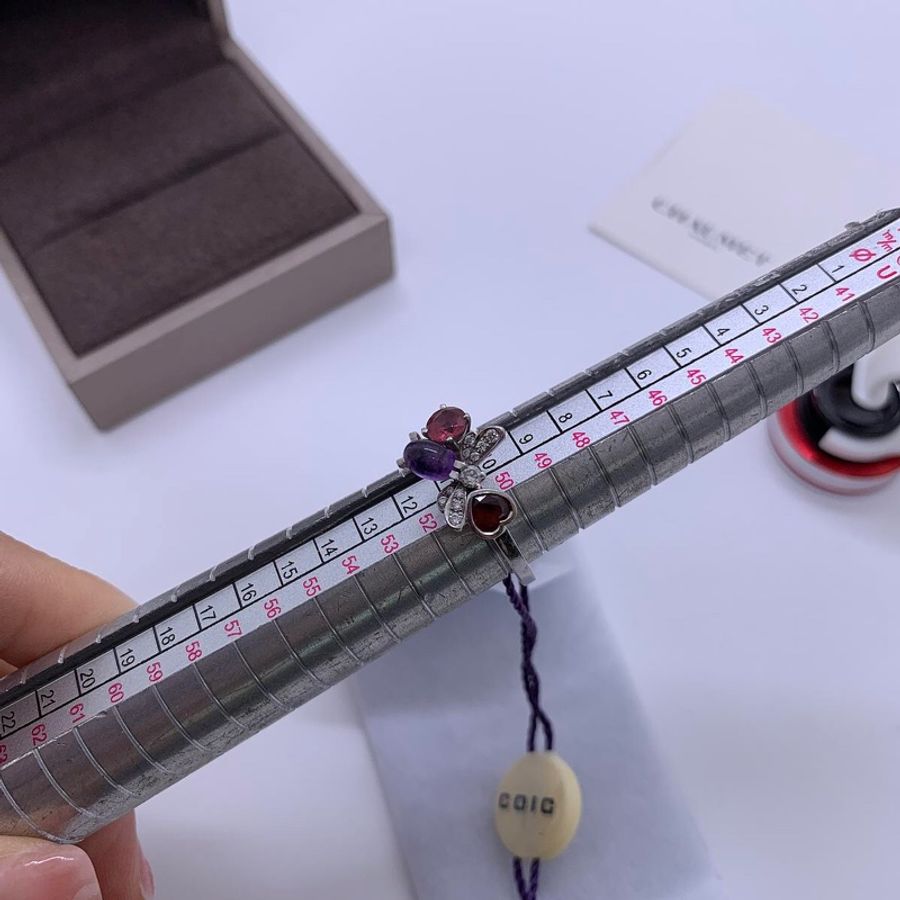 Chaumet尚美巴黎花園18k白金51號 蜜蜂彩寶戒指 材質:Au750 (原50號改51號-14