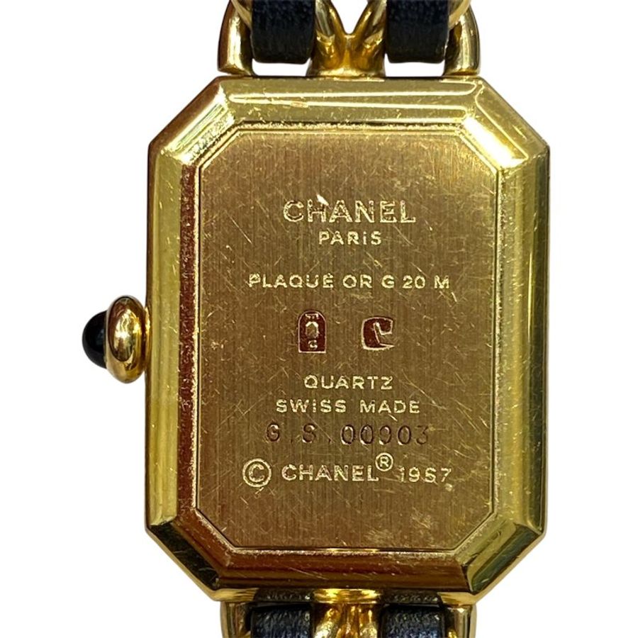 CHANEL 香奈兒 H0001 Premiere M 方糖 首映錶 SIZE:M 合金 石英錶 黑金-7