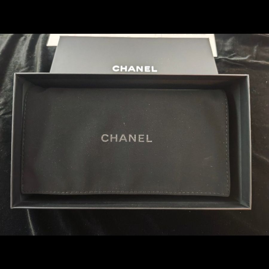 Chanel 經典雙C菱格紋多層錢包謢照夾藍色-13