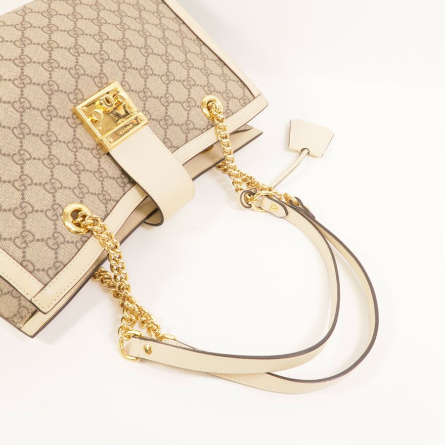 GUCCI 塗層帆布Padlock GG金扣肩背袋-5