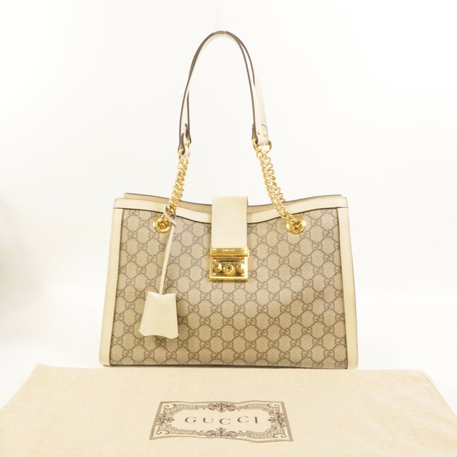GUCCI 塗層帆布Padlock GG金扣肩背袋-12