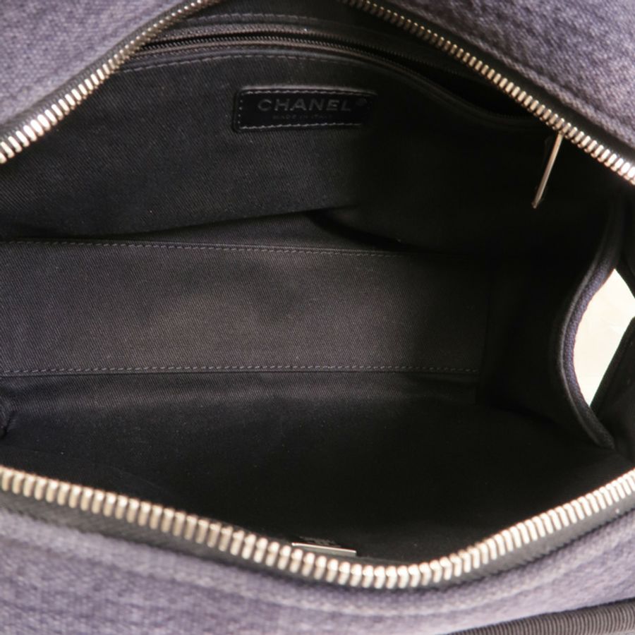 CHANEL 帆布Deauville Bowling鏈帶手挽肩背兩用袋-4