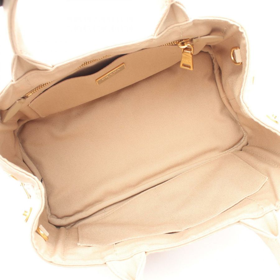 PRADA Canapa 2WAY 手提包,帆布材質,米色,二手女款-2