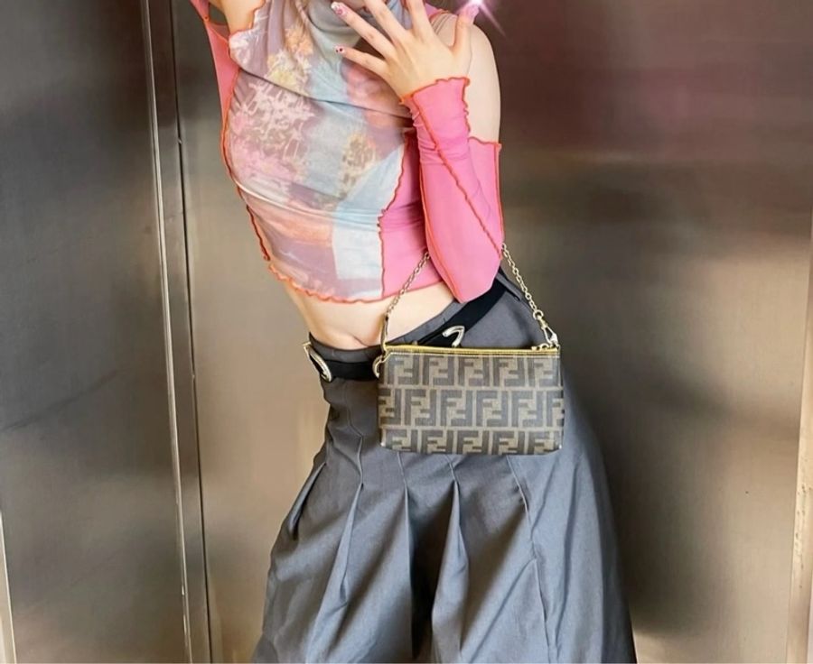 Fendi 芬迪 老花麻將腋下包 底長20-6