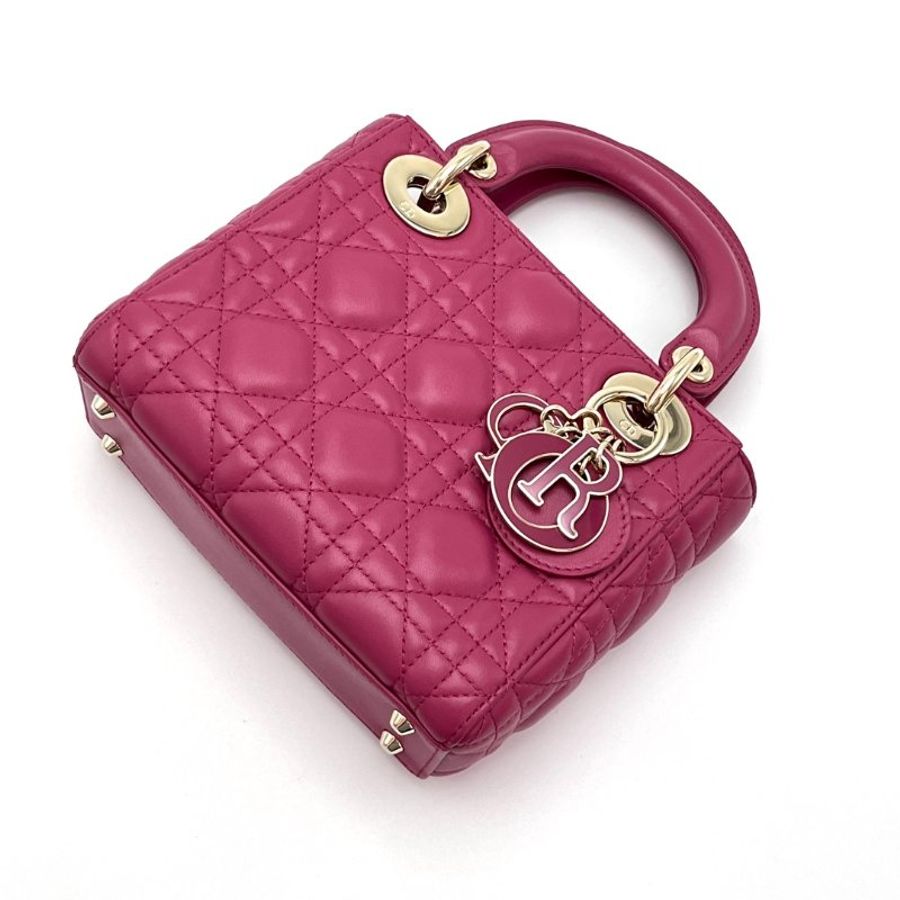 DIOR/迪奧金扣戴妃三格手提单肩斜挎包-3