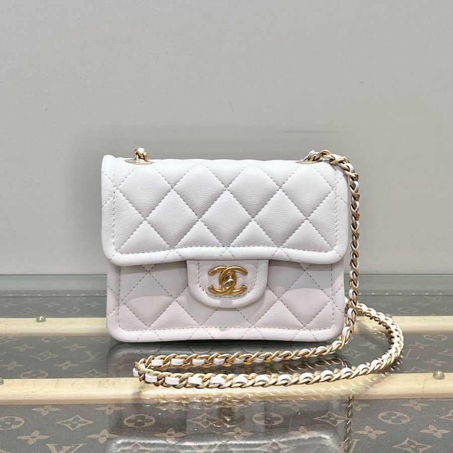 CHANEL/香奈兒21S白金荔枝牛單肩斜挎豆腐包-0