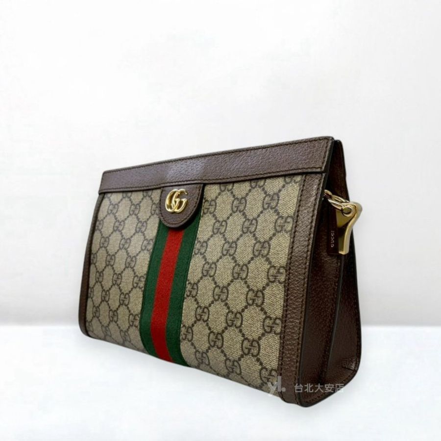 A13293-GUCCI 老花拼咖啡色皮革OPHIDIA孫芸芸包503877-1