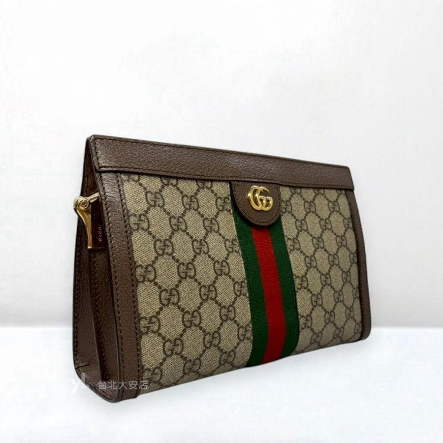 A13293-GUCCI 老花拼咖啡色皮革OPHIDIA孫芸芸包503877-2