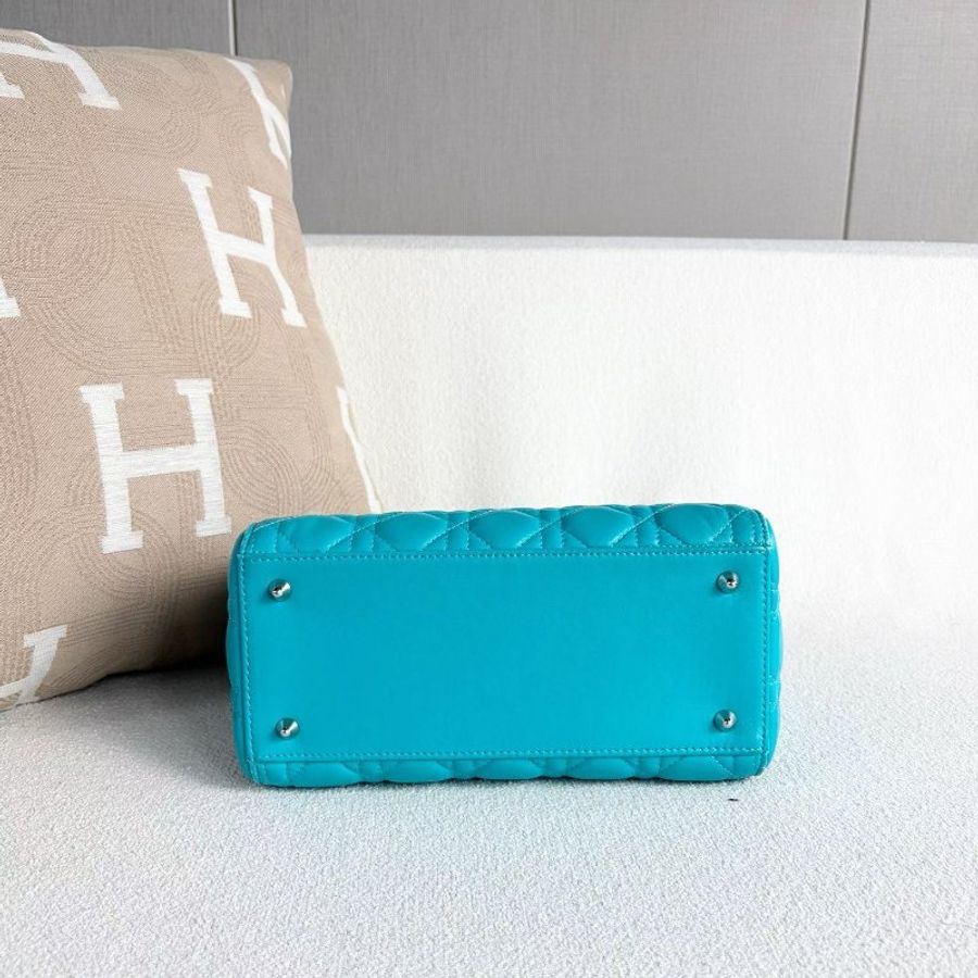 Dior 黛妃五格手提斜背包 淺藍色 銀扣 24*20*12 98新配件保卡 肩帶 塵袋-7